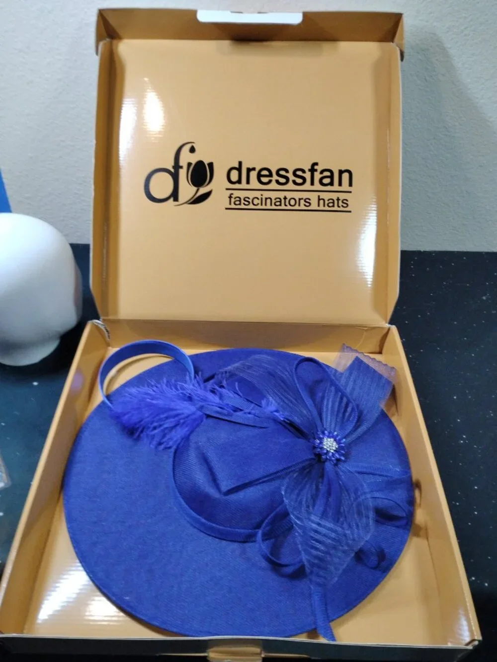 Royal Blue Dressfan Fascinator Hat Headband Wedding Tea Party Kentucky Derby